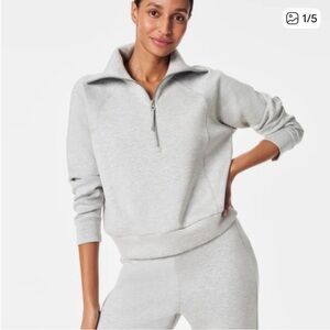 SPANX Light Gray Quarter-Zip Sweatshirt